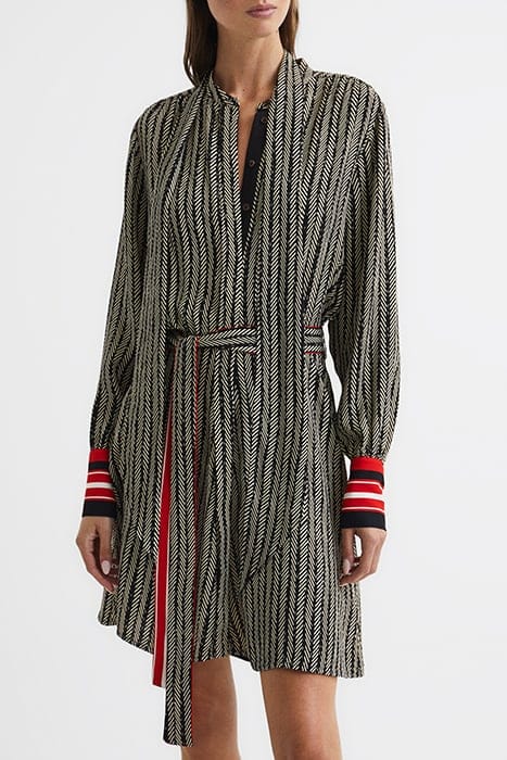 ROBYN SHIRT DRESS — BLACK/RED 1