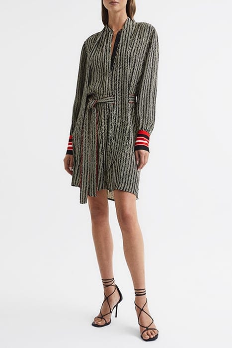 ROBYN SHIRT DRESS — BLACK/RED 3