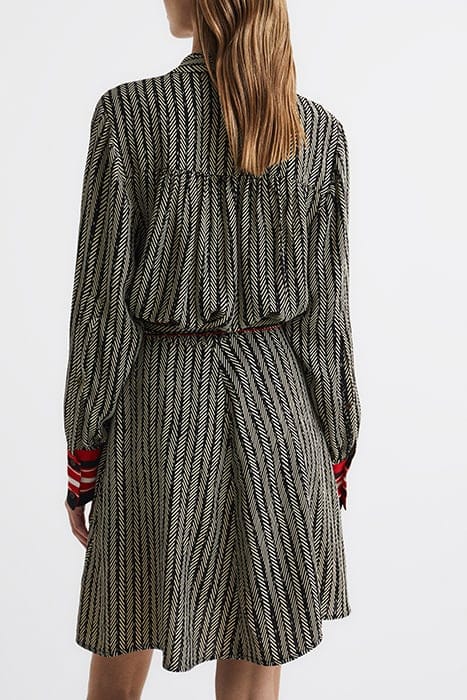 ROBYN SHIRT DRESS — BLACK/RED 2