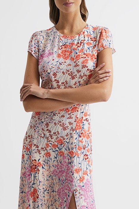 LUNA MIDI DRESS — CORAL/WHITE 4