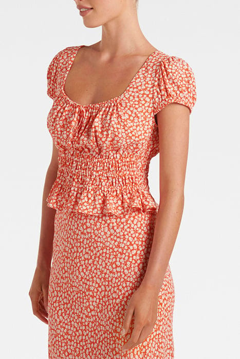 CECILIA WAISTED CAP SLEEVE TOP MEMPHIS DITSY 4