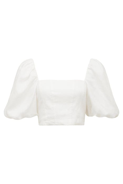 BRIAR PUFF SLEEVE LINEN TOP PORCELAIN 6
