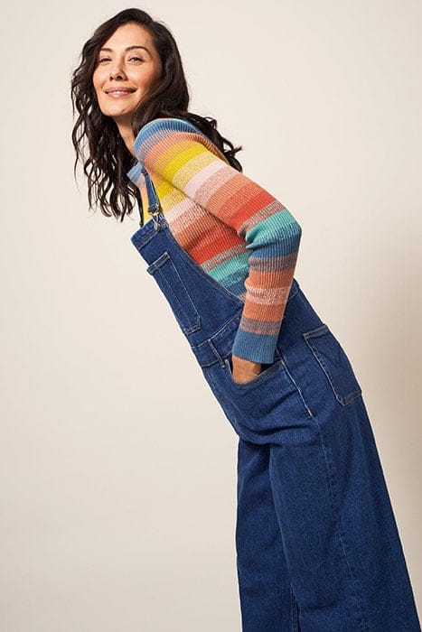 KELLY WIDE LEG DUNGAREE MID DENIM 3