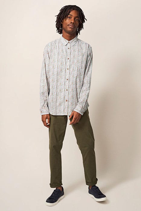 WARRICK ABSTRACT PRINTED SHIRT NATURAL MULTI 1
