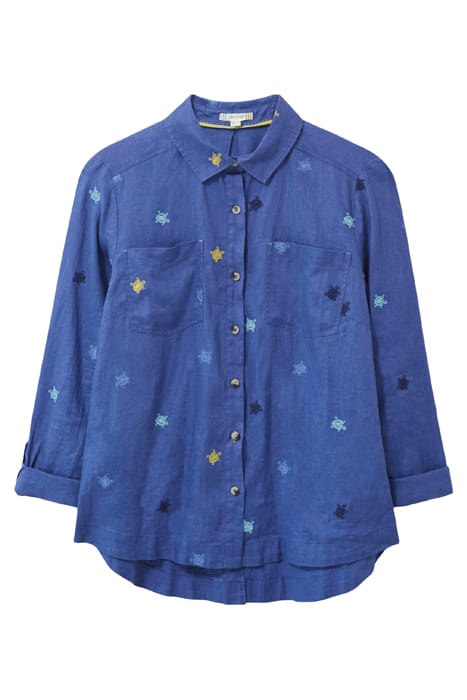 LAYLA EMB LINEN SHIRT BLUE MLT 3