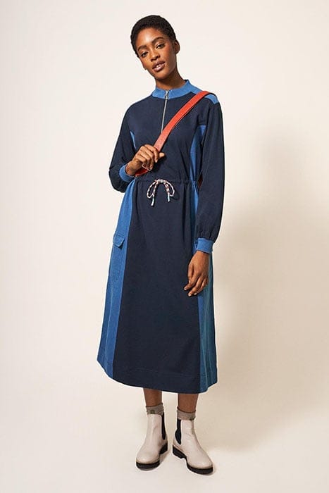 BEXLEY JERSEY SWEAT DRESS BLUE MLT 1