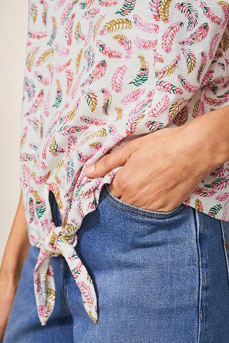 TIE HEM TOP NATURAL PRINTED 3
