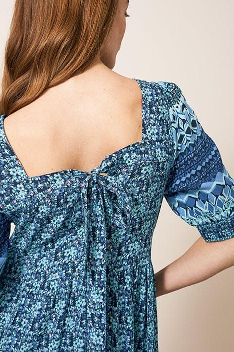 CONNIE ECO VERO MIDI DRESS BLUE MULTI 3