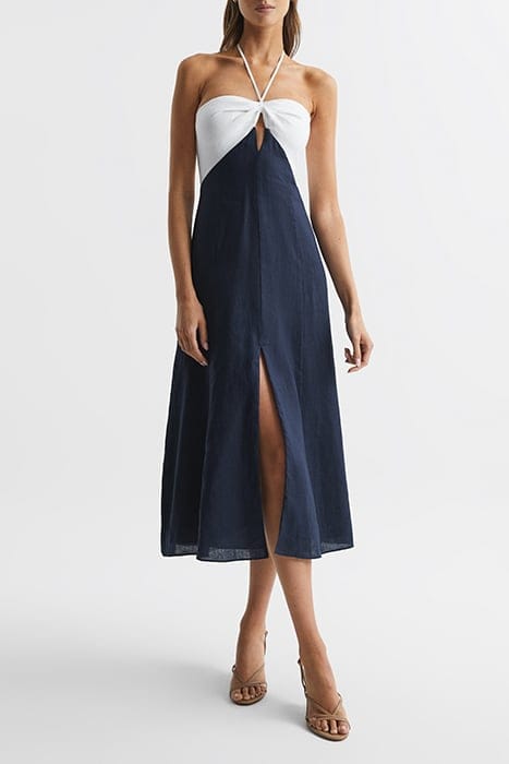 SIAN MIDI DRESS NAVY/WHITE 3