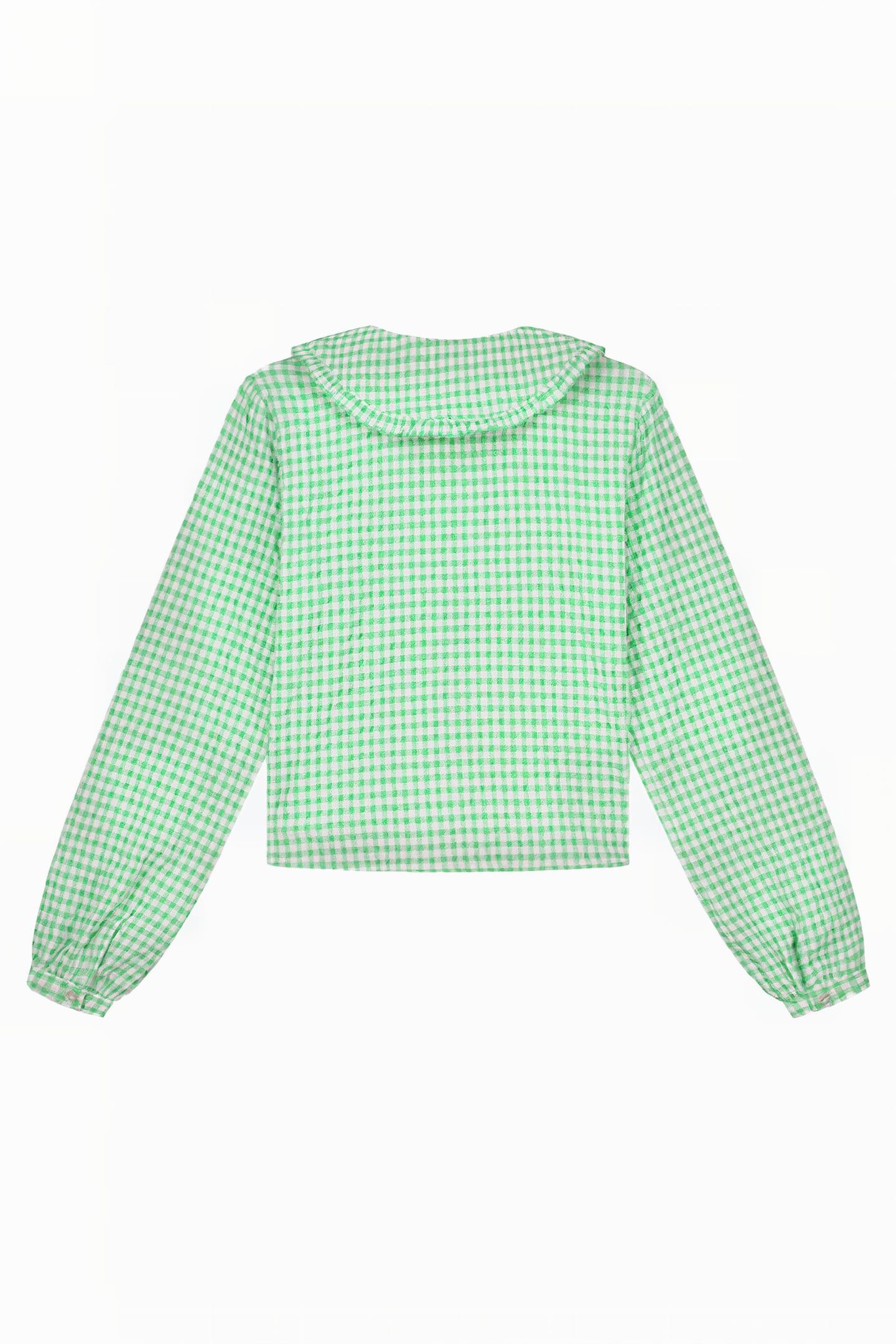 RACHEL CHECK BLOUSE BRIGHT SAGE GREEN 3