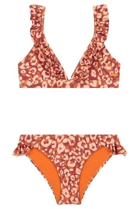 GIRLS BELLA BIKINI SET LUSH LEOPARD FROZEN CHOCO BROWN 1