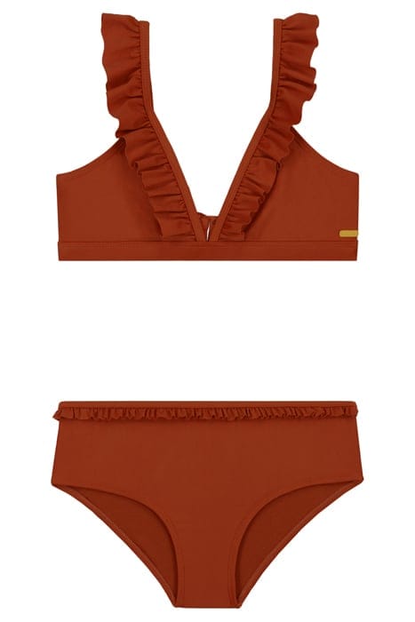 GIRLS BELLA HIPSTER BIKINI SET OCHRE BROWN 1