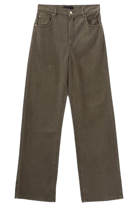 KHAKI HIGH-WAIST WIDE-LEG JEANS 3