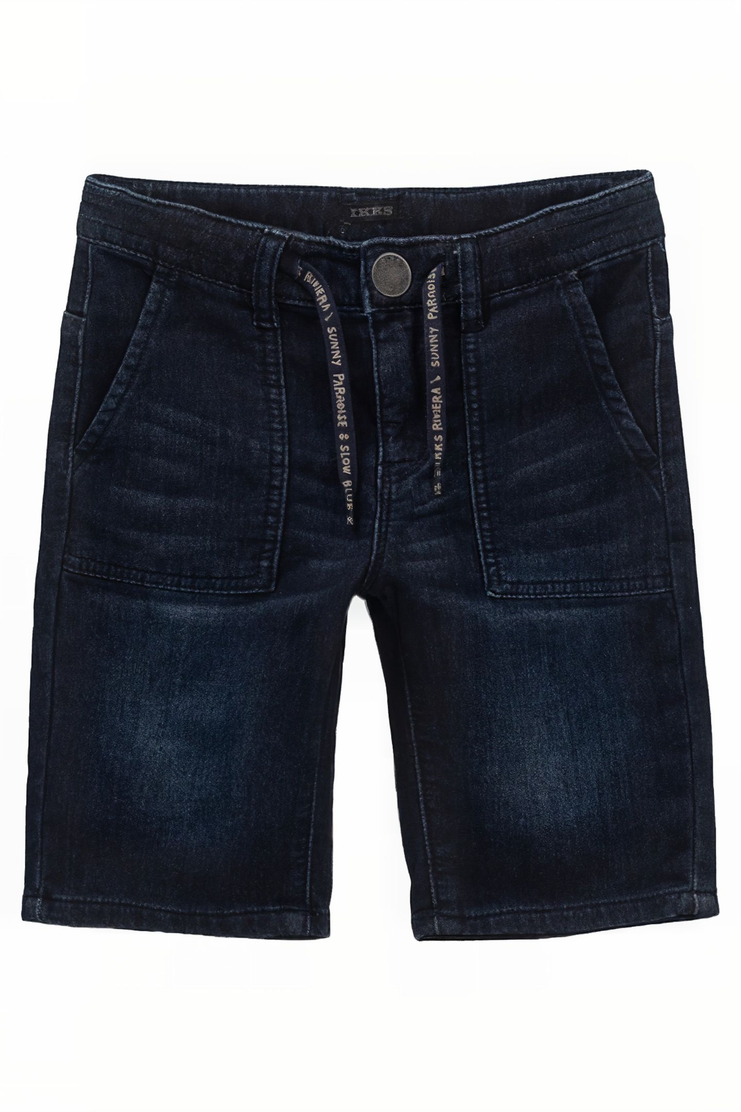 BOYS’ RAW DENIM BERMUDA SHORTS WITH SLOGAN CORDS 2