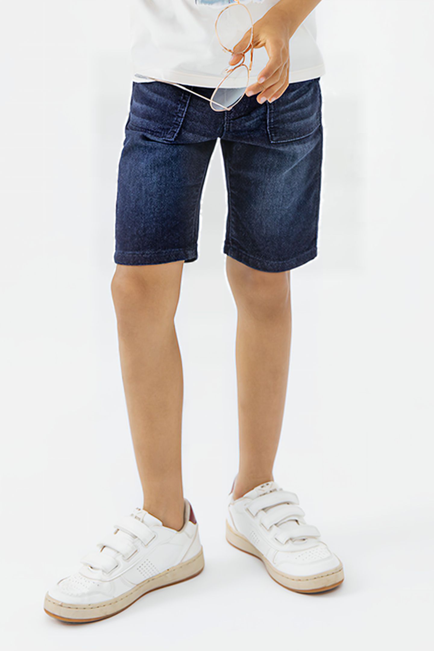 BOYS’ RAW DENIM BERMUDA SHORTS WITH SLOGAN CORDS 1