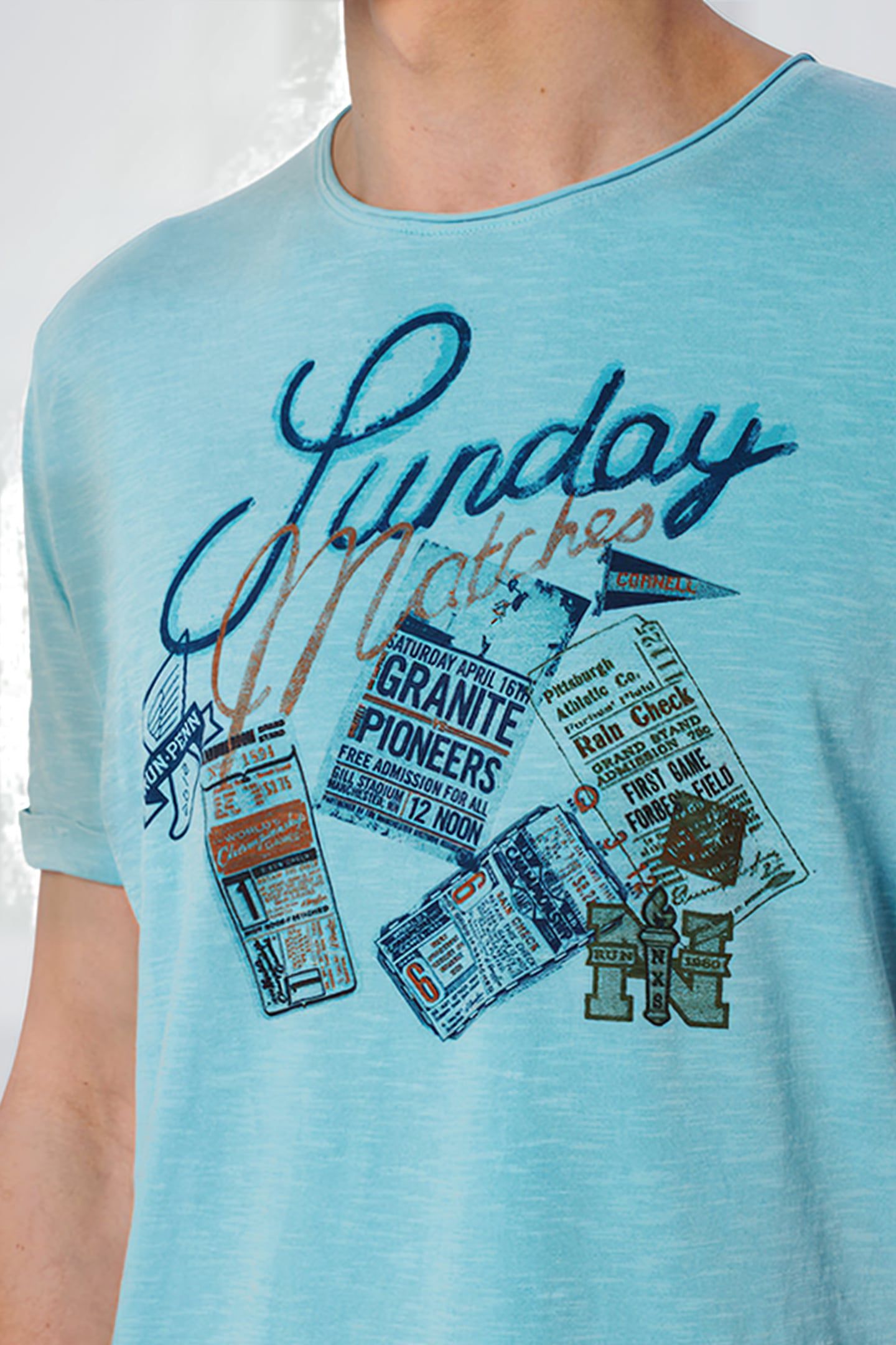 T-SHIRT CREWNECK PRINT GARMENT DYED LIGHT AQUA 6
