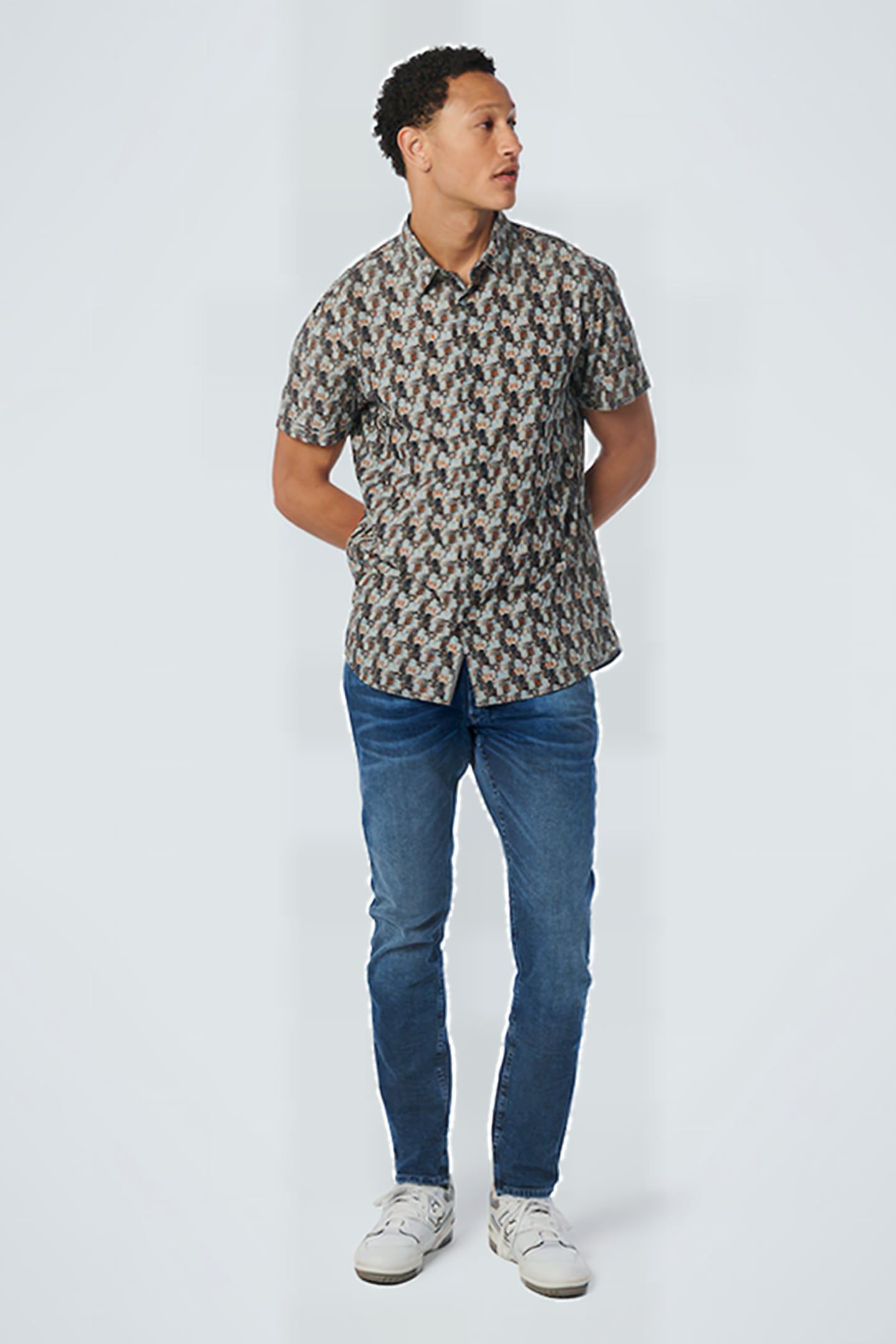 SHIRT SHORT SLEEVE ALLOVER PRINTED LIGHT AQUA 3