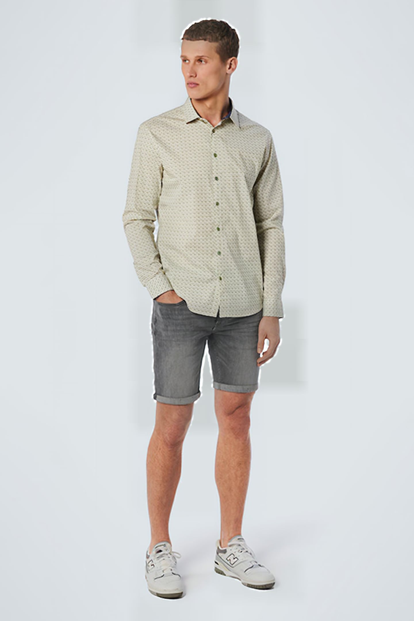 SHIRT ALLOVER PRINTED STRETCH LIGHT GREEN 3