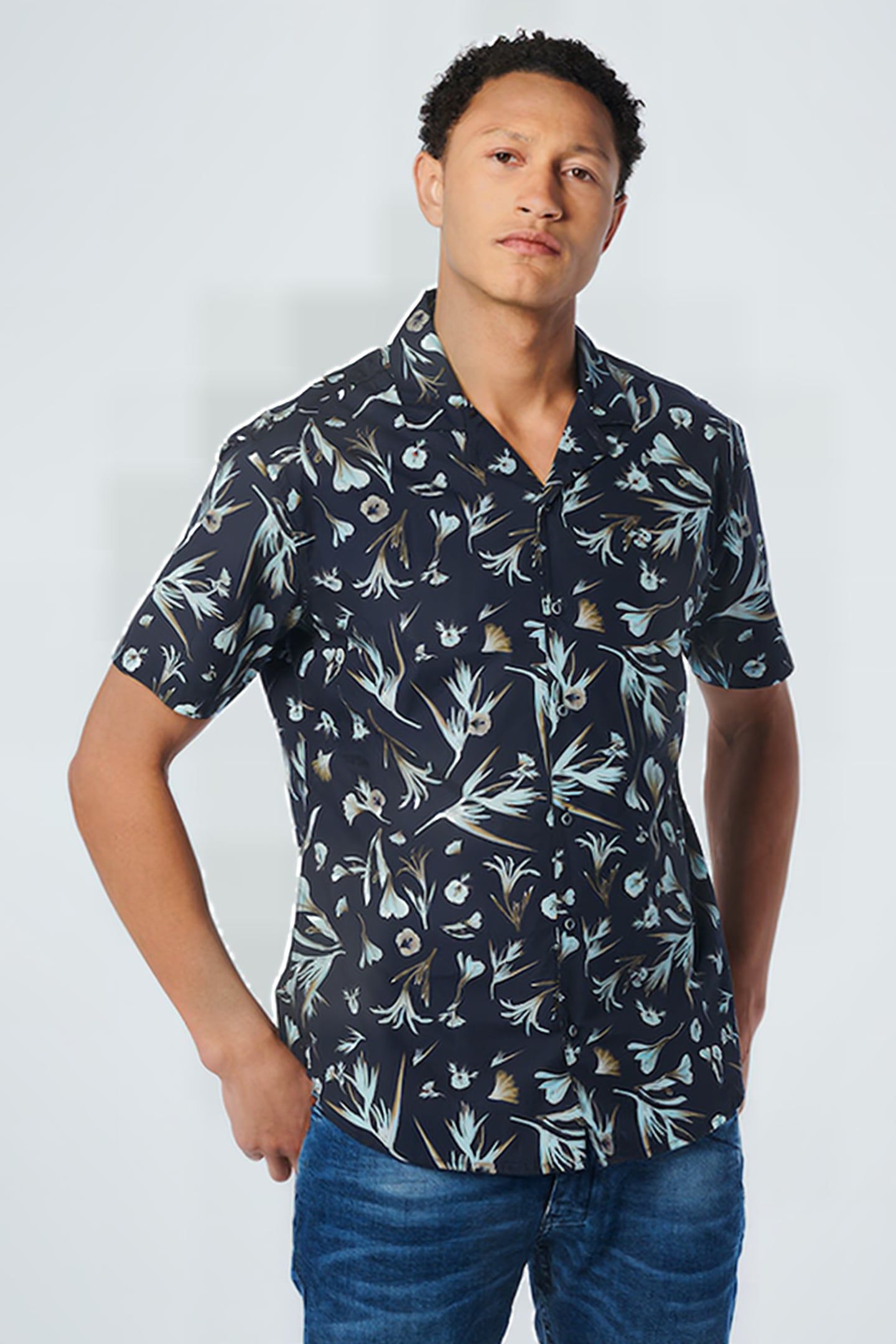 SHIRT SHORT SLEEVE RESORT COLLAR ALLOVER PRINTED NIGHT 1