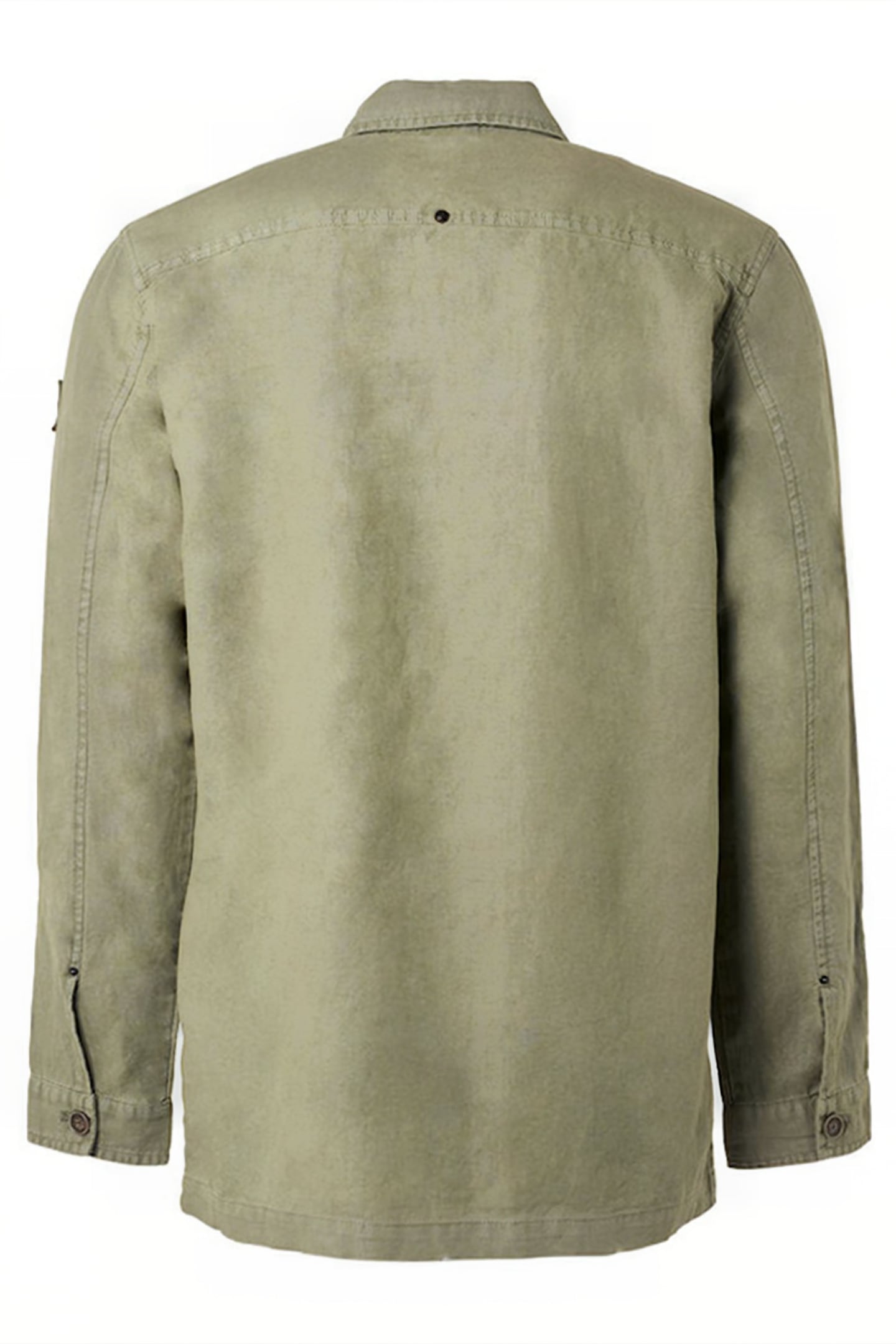 OVERSHIRT BUTTON CLOSURE GARMENT DYED WITH LINEN SMOKE GREEN 5