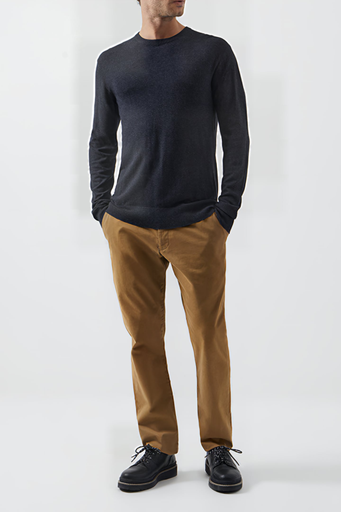 CREW NECK KNIT JUMPER CHARCOAL MEL 1