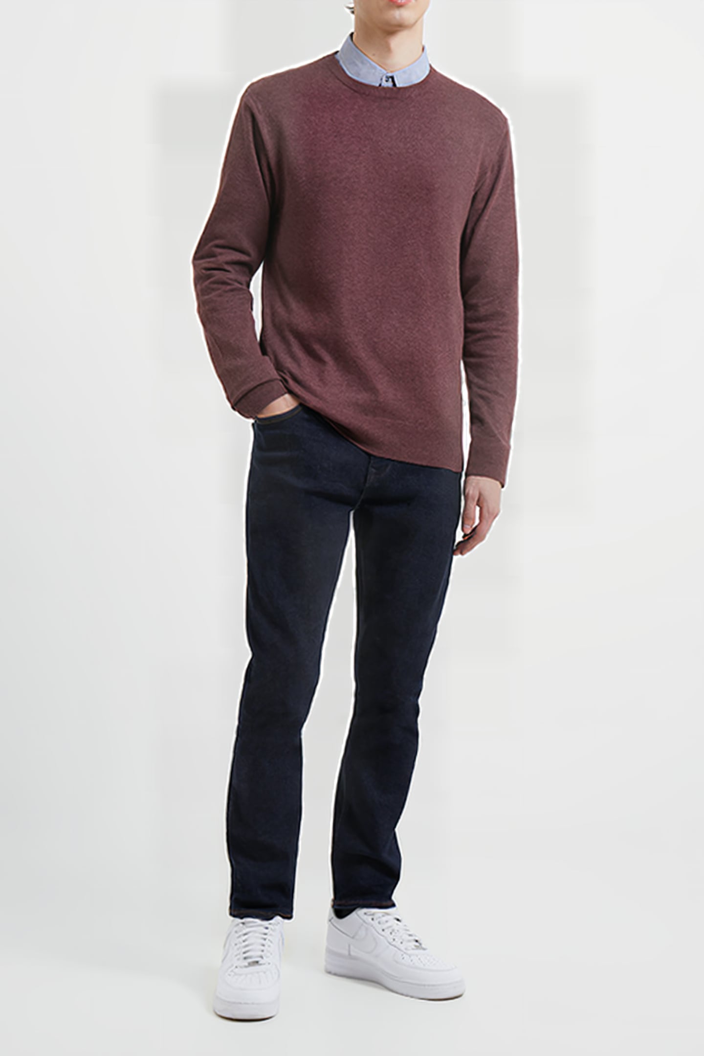 CREW NECK KNIT JUMPER BORDEAUX MEL 1