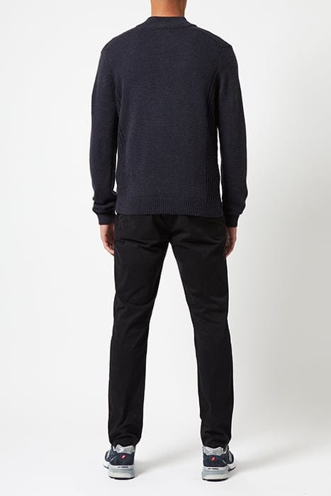 ZIP THROUGH CONTRAST STITCH KNIT JUMPER DARK NAVY 2