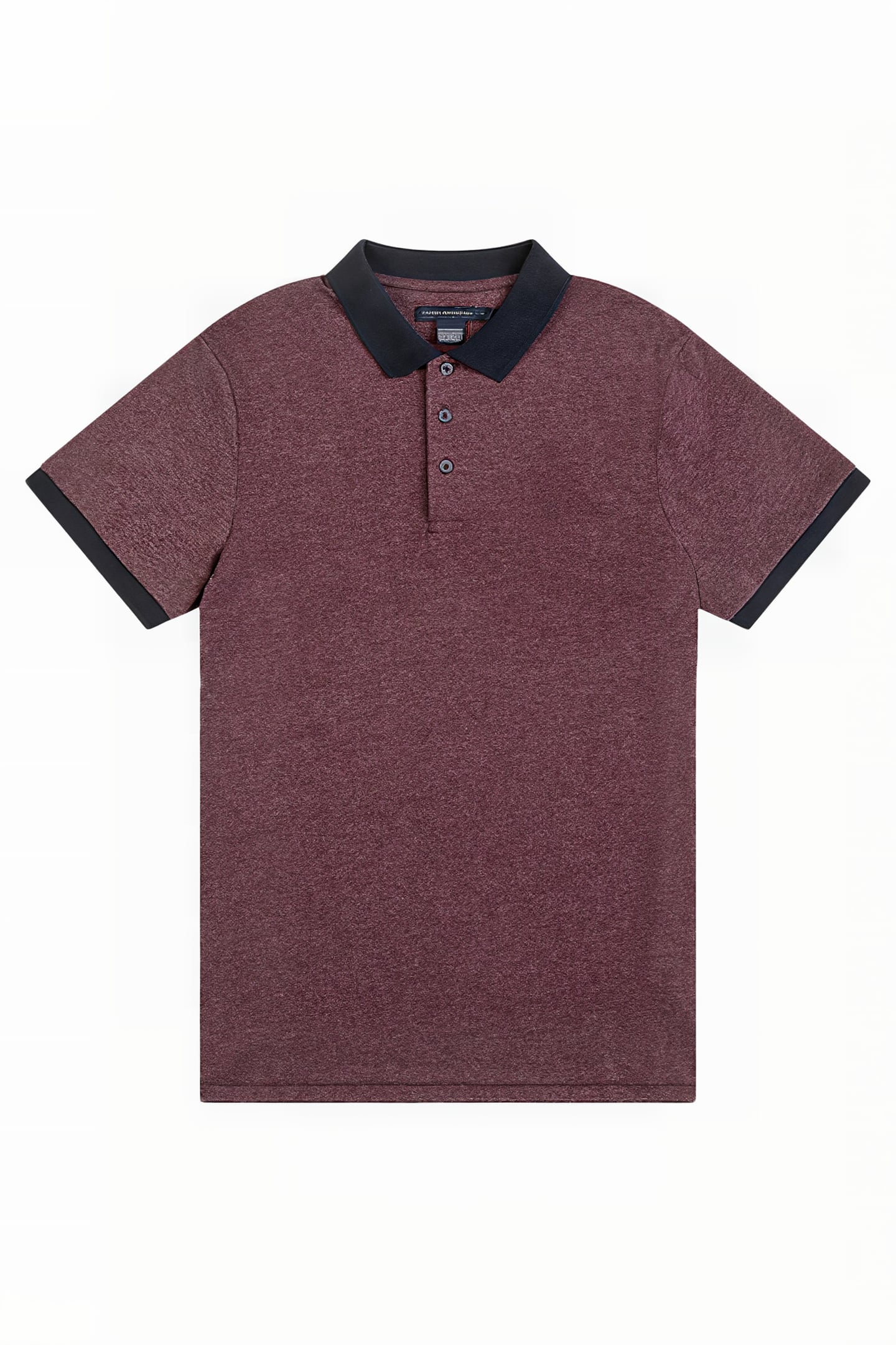 CONTRAST COLLAR POLO SHIRT BORDEAUX MEL/DK NAVY 3