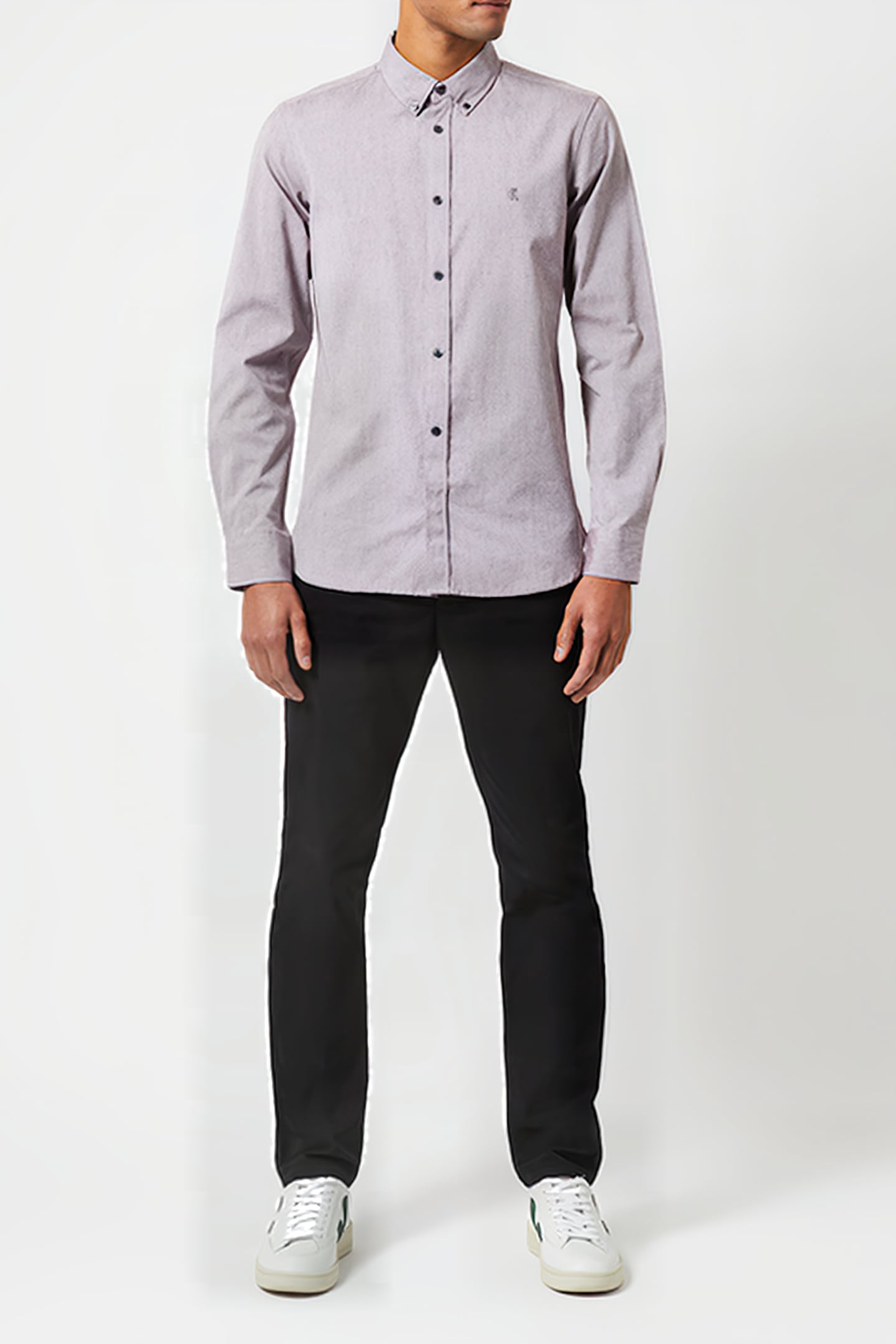 OXFORD LOGO LONG SLEEVE SHIRT BORDEAUX/DARK NAVY 2