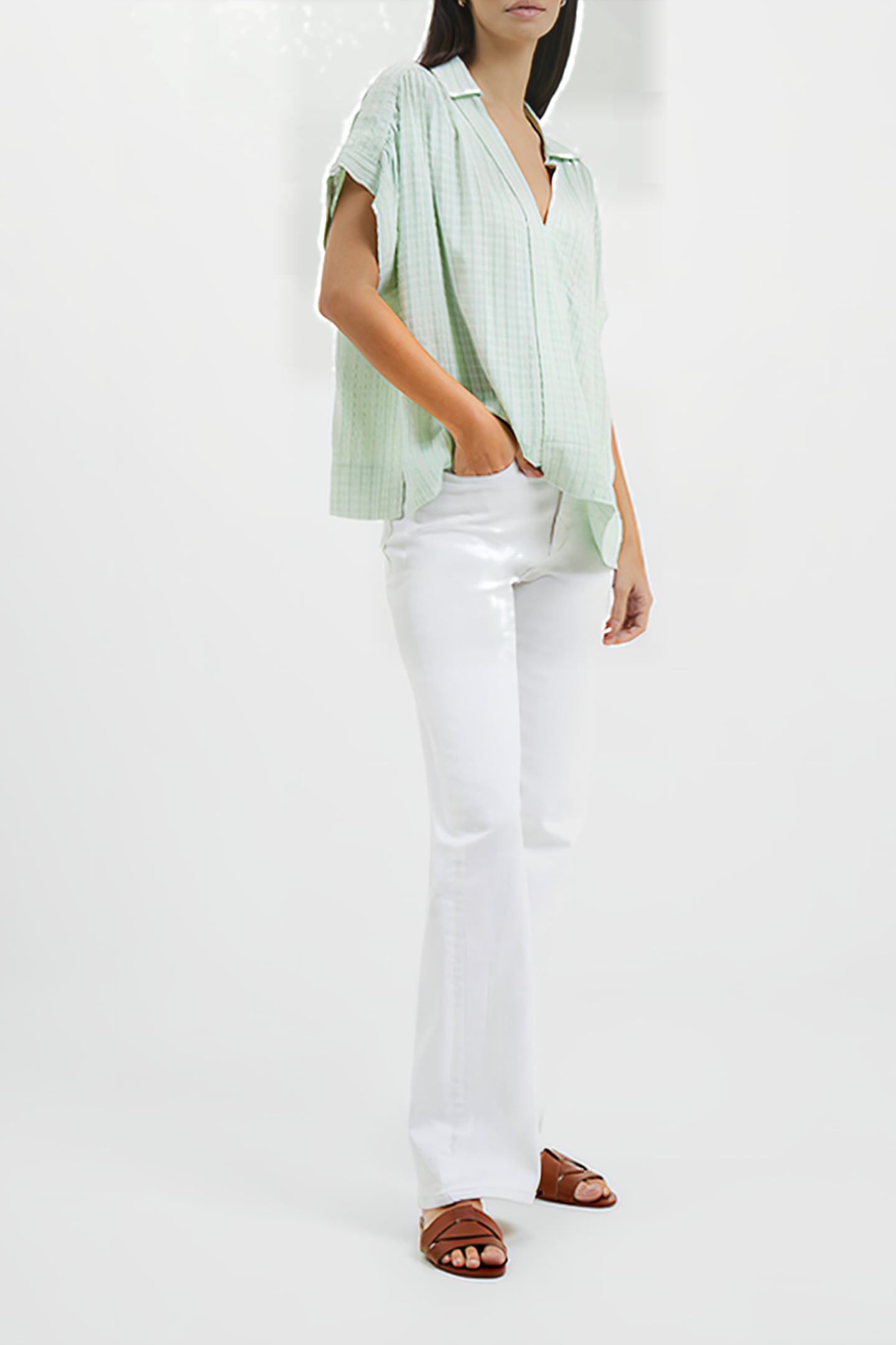 BIRCH SEERSUCKER POPOVER SHIRT AQUA FOAM 2