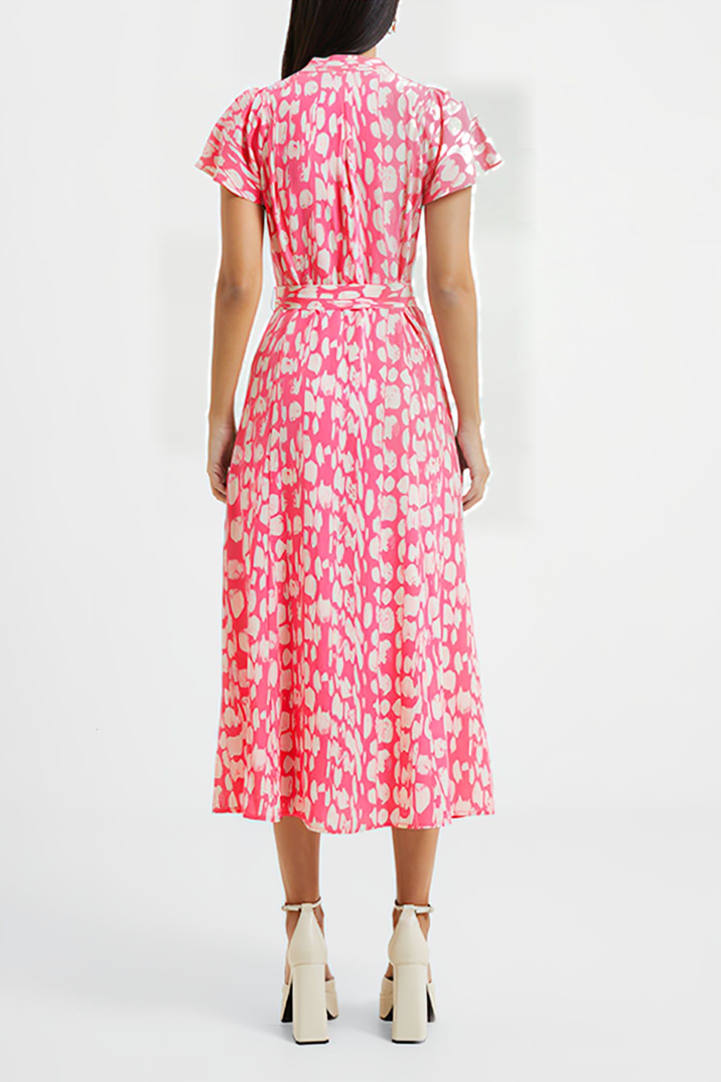 ISLANNA CREPE PRINTED MIDI DRESS CAMELLIA ROSE/CREAM 2