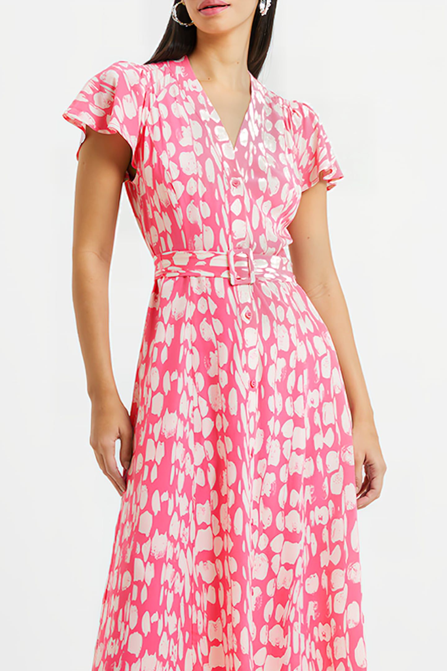 ISLANNA CREPE PRINTED MIDI DRESS CAMELLIA ROSE/CREAM 4