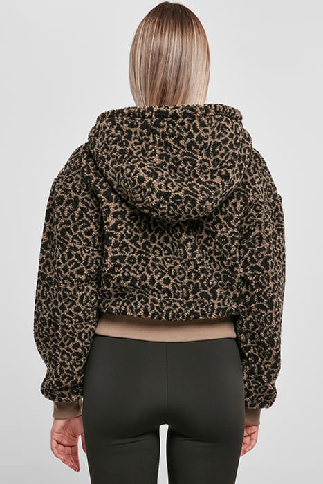 LADIES SHORT OVERSIZED AOP SHERPA JACKET DARKTAUPELEO 2