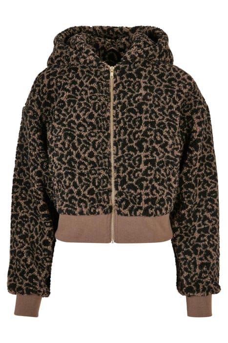 LADIES SHORT OVERSIZED AOP SHERPA JACKET DARKTAUPELEO 4