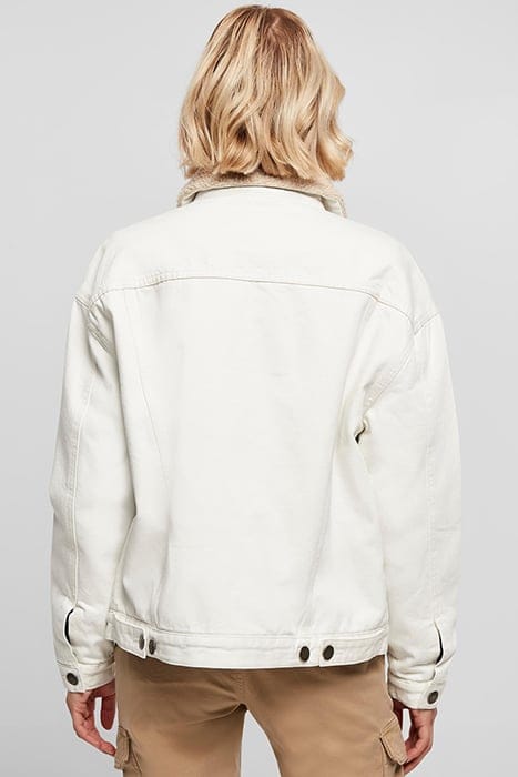 LADIES OVERSIZED SHERPA DENIM JACKET OFFWHITE RAW 2