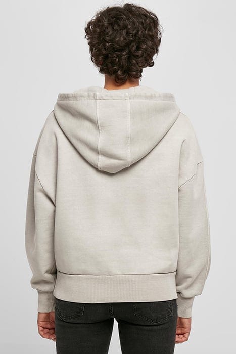 LADIES HEAVY TERRY GARMENT DYE HOODY WARMGREY 2