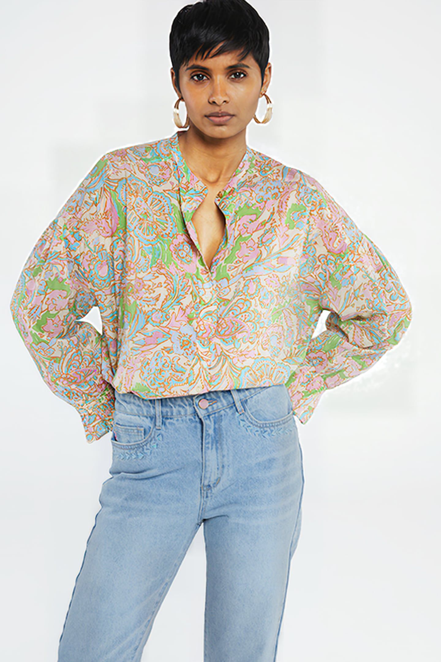 LEXI BLOUSE SANDY BEACH/PINK CAN 1