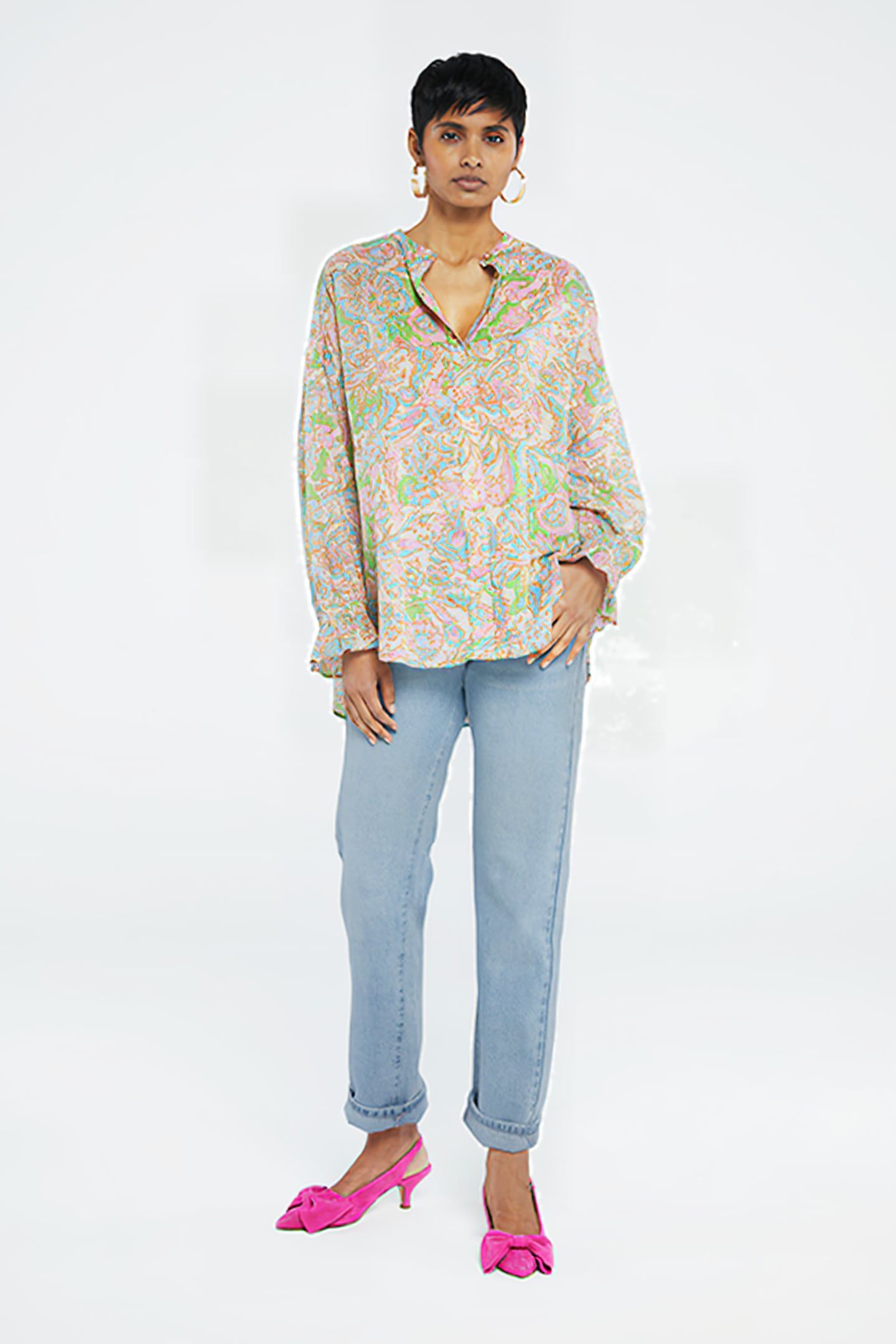 LEXI BLOUSE SANDY BEACH/PINK CAN 3