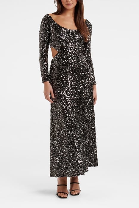 SEQUIN DRESSI CUT OUT BACK MID BLACK 1