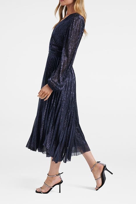 SAHARA WRAP PLISSE MIDI DRESS NAVY 4