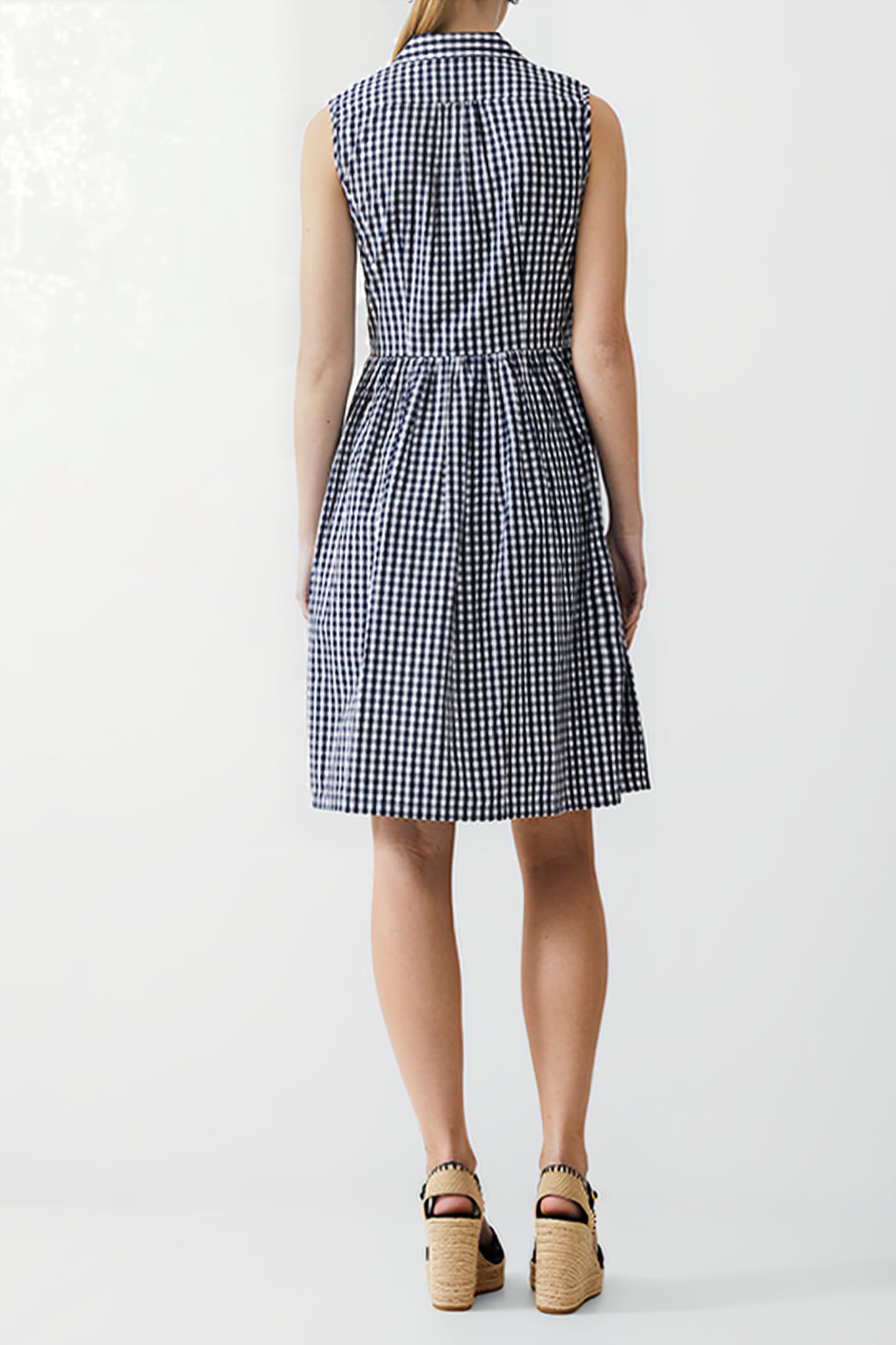 SLESS SMOCK GINGHAM DRESS KNEE DK NAVY/WHITE 3
