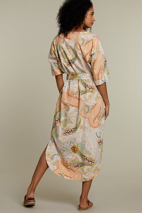 PASTEL PAISLEY STRAIGHT BELTED DRESS 2