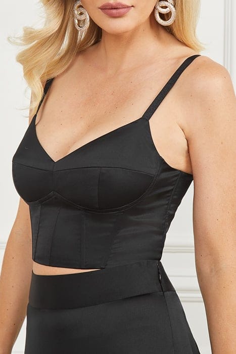 MARCIANO BY GUESS LOLA CORSET SOLID JET BLACK TOP 9