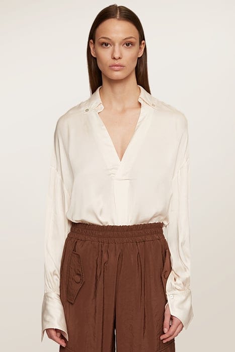 OVERSIZED VISCOSE SATIN SHIRT BEIGE 4