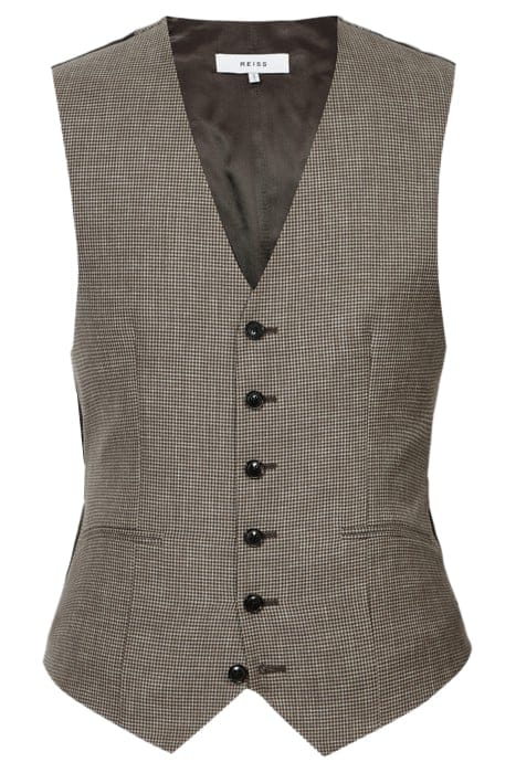 DOME SIX BUTTON WAISTCOAT — PUPPYTOOTH BROWN 4