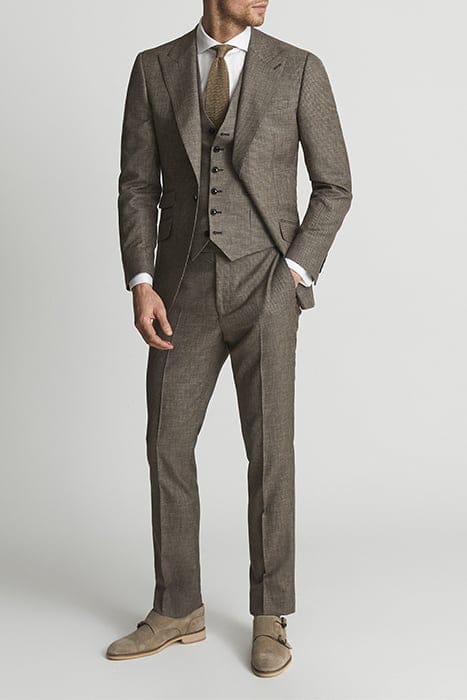 DOME SIX BUTTON WAISTCOAT — PUPPYTOOTH BROWN 3