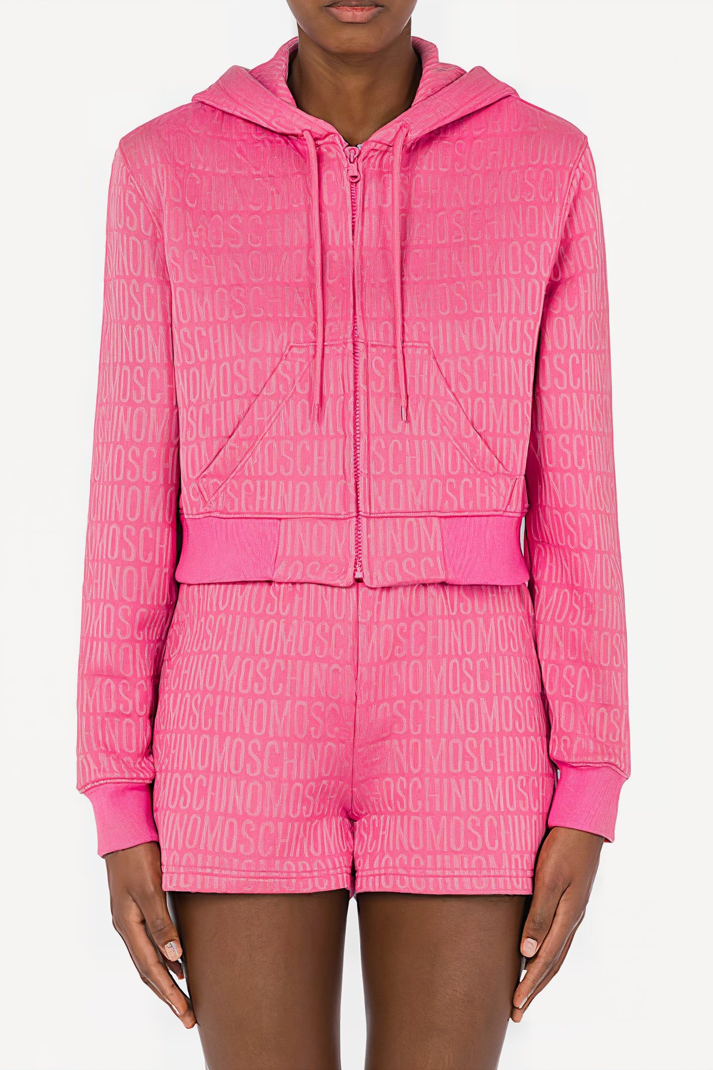 ALLOVER LOGO SHORT SWEATSHIRT FUCHSIA 1
