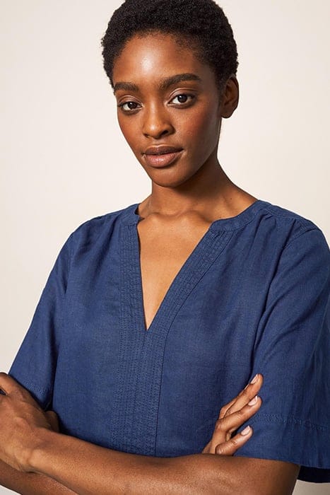 JUNE LINEN SHIFT DRE DARK NAVY 5