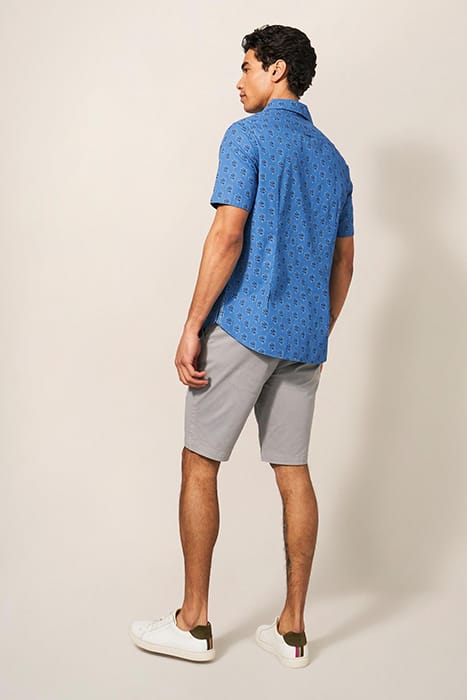 BLOCK LEAF PRINTED SHIRT BRIGHT BLUE 3