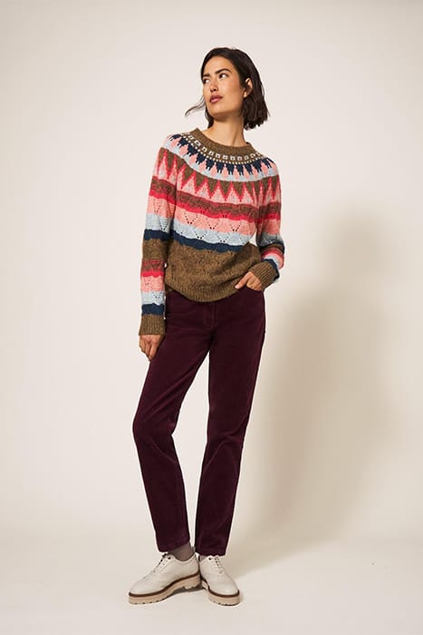 BROOKE STRAIGHT CORD TROUSER DARK PLUM 3